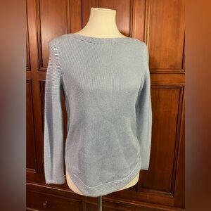 Chicos Women’s Size 0 Sweater Light Blue Metallic Thread Classy Lknw As Seen Got